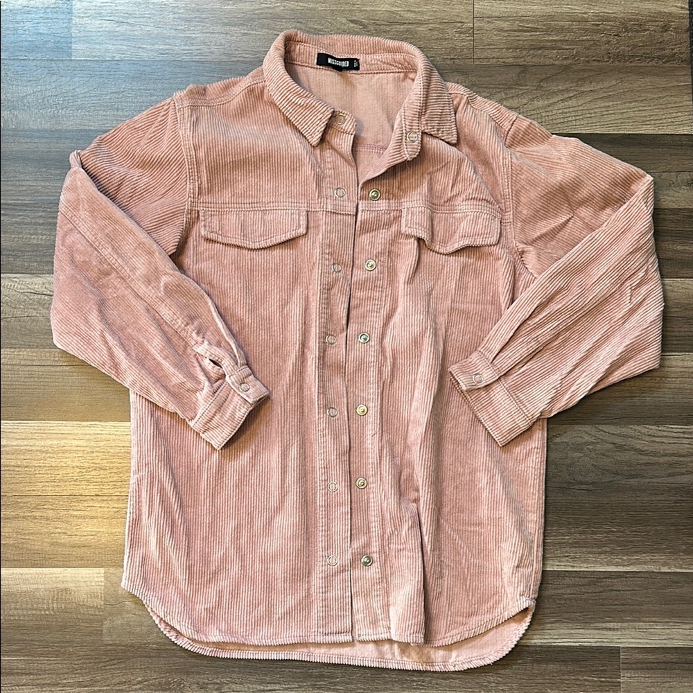Pink Corduroy Button-Up Shirt